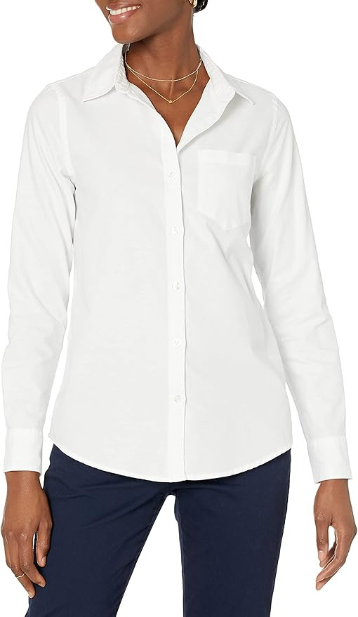 Amazon Essentials Women's Classic Fit Long Sleeve Button Down Oxford Shirt | Amazon (US)