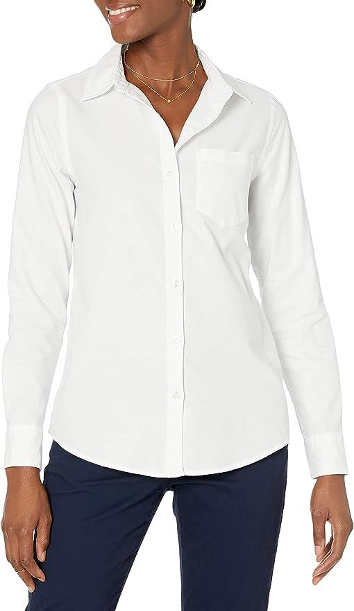 Amazon Essentials Women's Classic Fit Long Sleeve Button Down Oxford Shirt | Amazon (US)