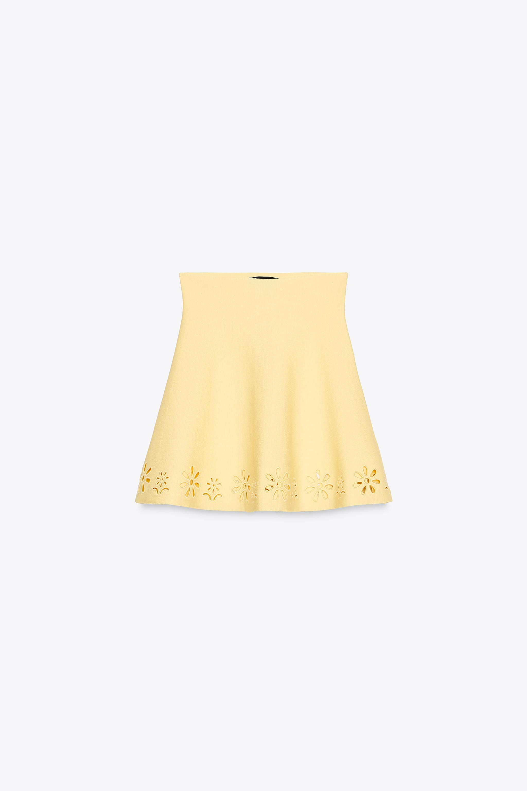 CUTWORK EMBROIDERY KNIT MINI SKIRT | Zara UK