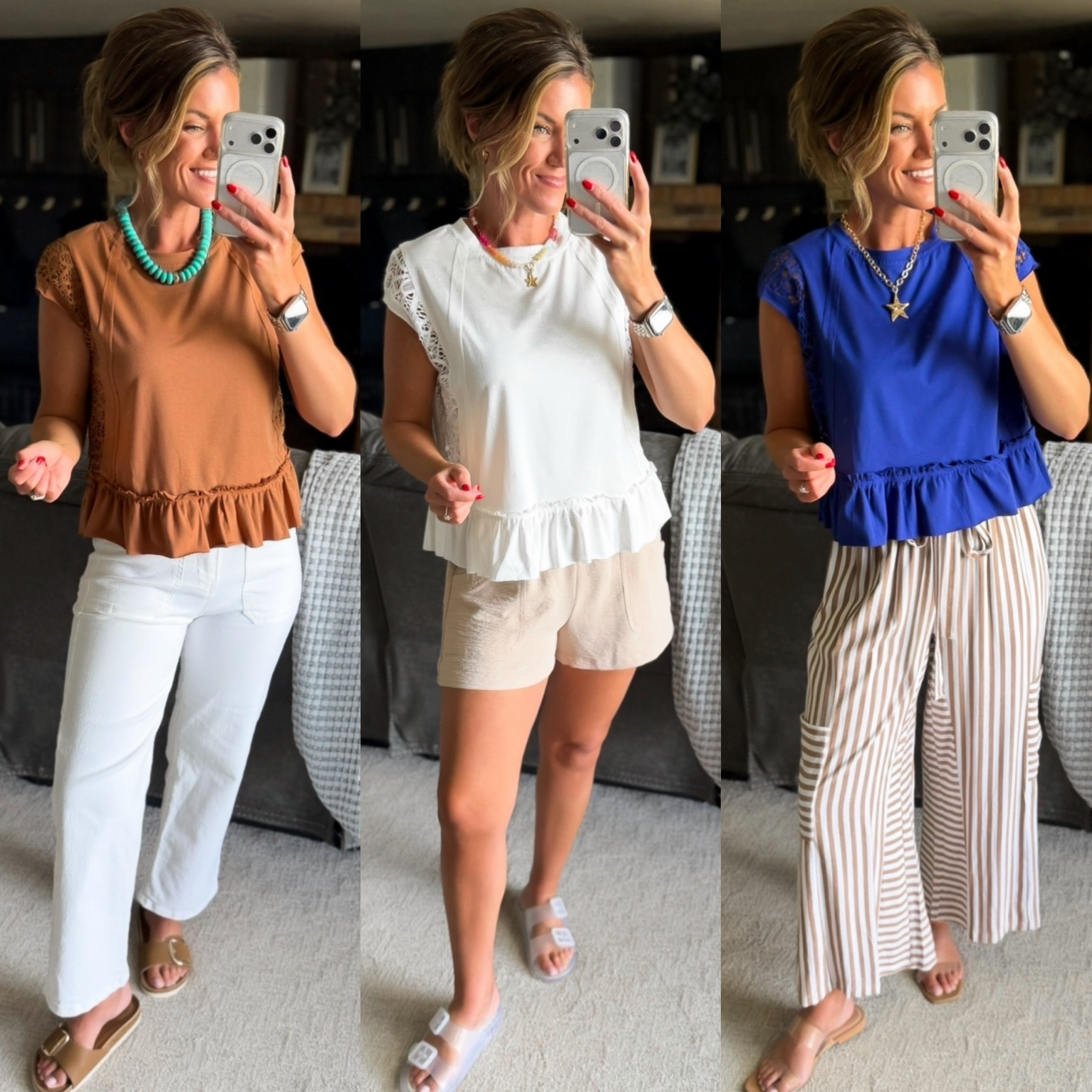 Impressed with the cute details on these new Amazon tops. 
Top/small
Jeans/ 6
Shorts and pants / medium

#LTKSeasonal #LTKOver40 #LTKootd