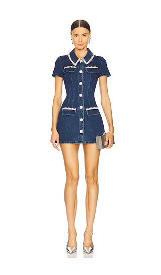 Denim Collared Mini Dress in Blue | Revolve Clothing (Global)