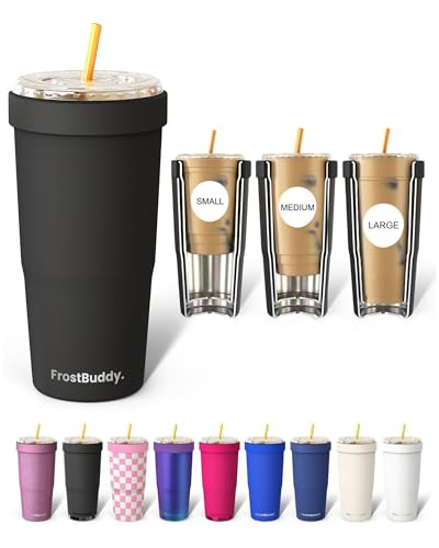 Frost Buddy Togo Buddy | 30 oz Stainless Steel Vacuum Insulated Tumbler | To Go Coffee Cup – Iced Coffee Cups, Iced Coffee Sleeve, Travel Mug, Thermal Cup for Hot & Cold Drinks, Dunkin Cup (Black) | Amazon (US)