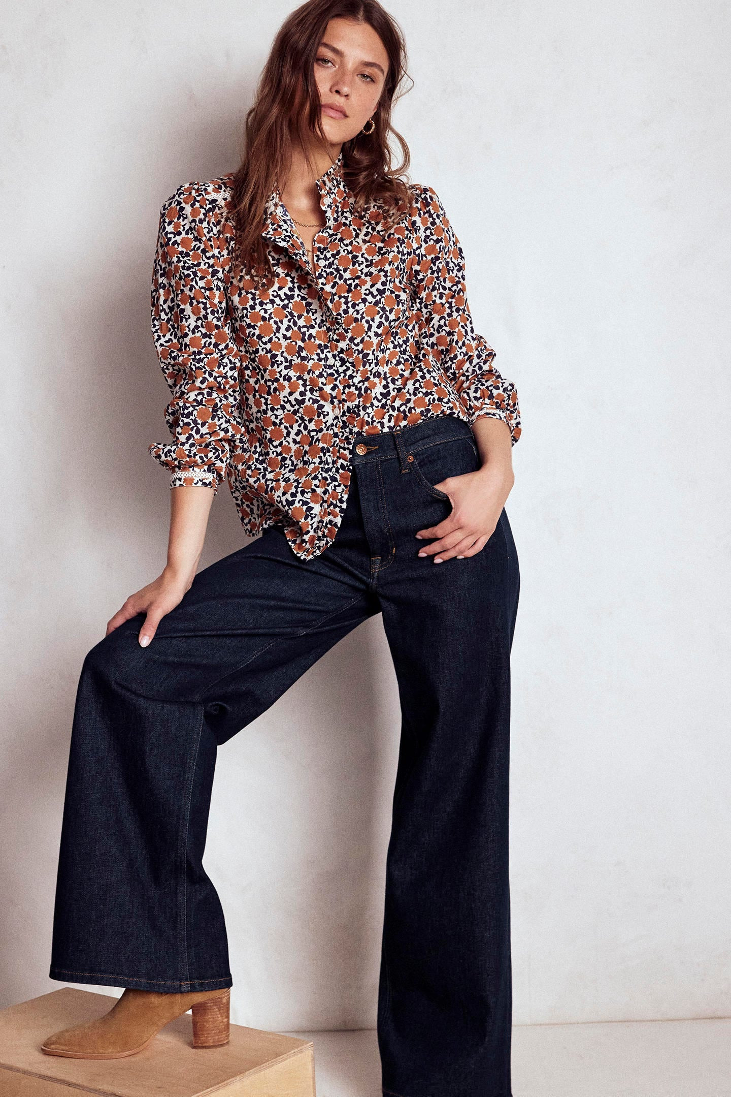 High Rise Wide Leg Jeans-Indigo Rinse | Boden UK