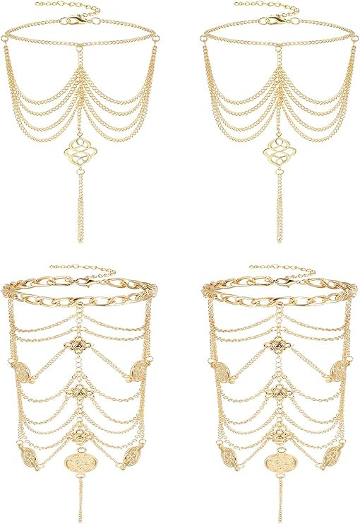 CASSIECA 4 PCS Feet Jewelry Toe and Ankle Bracelet Multi Chain Beach Tassels Anklet Barefoot Sand... | Amazon (CA)