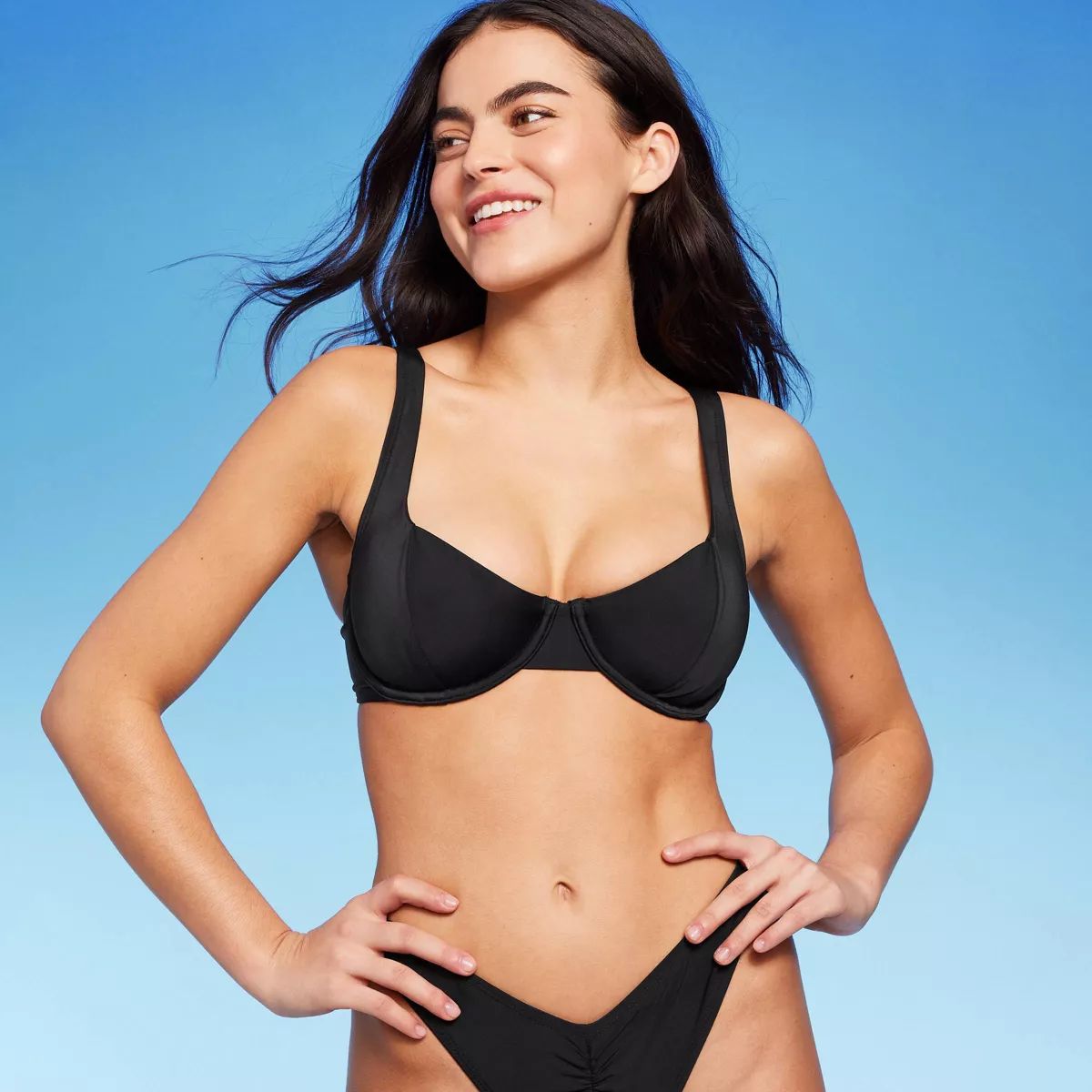 Women's Scoop Front Underwire Bikini Top - Wild Fable™ Black S | Target