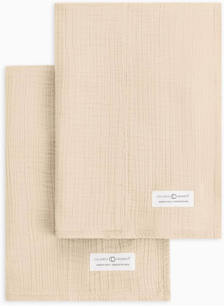 Colored Organics Baby 2 Pack Organic Cotton Burp Cloths Set - Clay Muslin | Amazon (US)