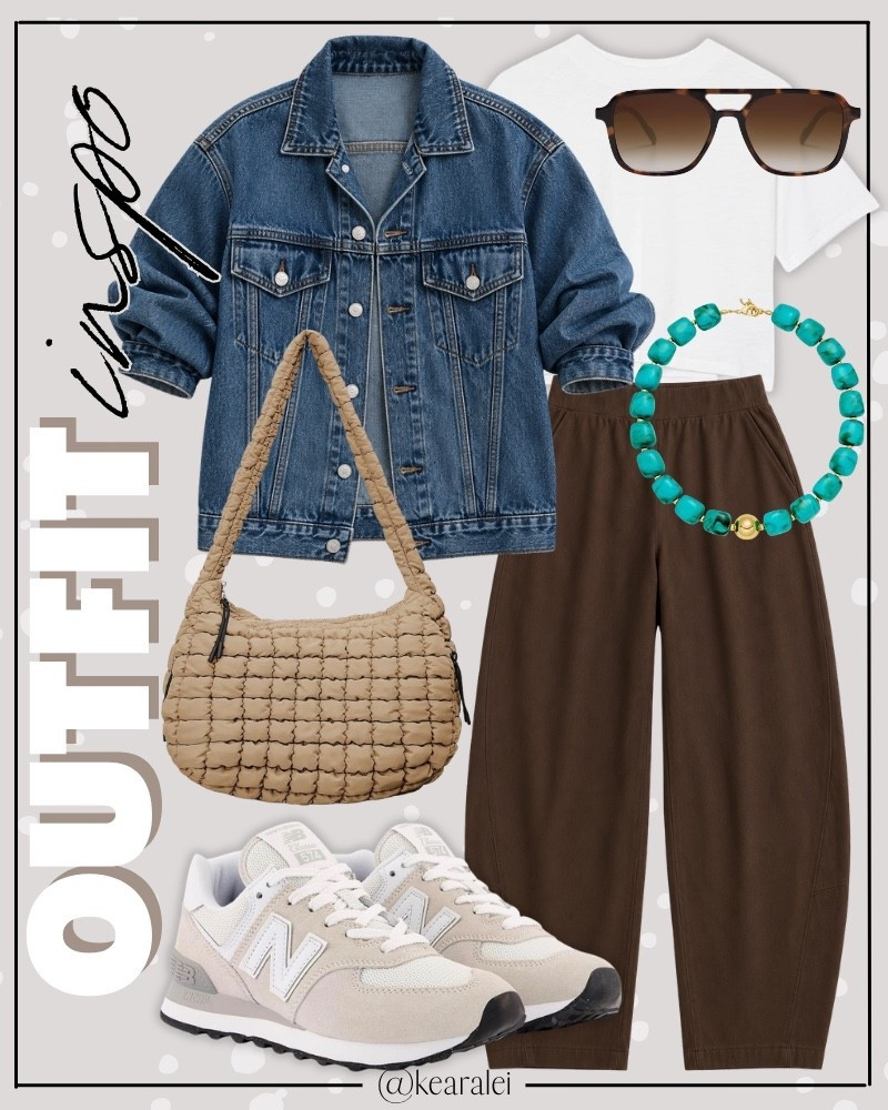 Fall outfits back to school outfits travel outfits teacher outfits casual Amazon comfy outfit street style cool mom outfits Amazon fashion women’s dark wash denim jacket Levi’s oversized trucker jacket jean jacket layered over white boxy crew neck cotton tshirt top free people inspired look for less brown athletic stretch wide leg barrel tapered fit wrinkle-free elastic waist pants sweats sweatpants Y2K high waisted drawstring jogger pants white grey New Balance Women's 574 Core Sneaker neutral sneakers with quilted puffer bag tote carryall crossbody purse handbag brown retro aviator sunglasses turquoise chunky beaded necklace gold jewelry necklaces || #amazon #outfit #spring #summer #comfy #freepeople #vest #affordable #oldnavy
.
.
.

Fitness Wear, Activewear, exercise outfit, workout leggings, sports bra, Lulu lemon, free people motion active athleisure Amazon fashion, teacher outfits, business casual, casual outfits, neutrals, street style, Midi skirt, Maxi Dress, Swimsuit, Bikini, Travel, skinny Jeans, Puffer Jackets, Concert Outfits, Cocktail Dresses, Sweater dress, Sweaters, cardigans Fleece Pullovers, hoodies, button-downs, Oversized Sweatshirts, Jeans, High Waisted Leggings, dresses, joggers, fall Fashion, winter fashion, leather jacket, Sherpa jackets, Deals, shacket, Plaid Shirt Jackets, apple watch bands, lounge set, Date Night Outfits, Vacation outfits, Mom jeans, shorts, sunglasses, Disney outfits, Romper, jumpsuit, Airport outfits, biker shorts, Weekender bag, plus size fashion, Stanley cup tumbler Target, Abercrombie and fitch, Amazon, Shein, Nordstrom, H&M, forever 21, forever21, Walmart, asos, Nordstrom rack, Nike, adidas, Vans, Quay, Tarte, Sephora, lululemon, free people, j crew jcrew factory, old navy

#LTKootd #LTKSeasonal #LTKSaleAlert