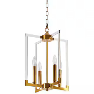 Ellianna 4-Light Bronze Geometric Candlestick Chandelier TD19BR - The Home Depot | The Home Depot