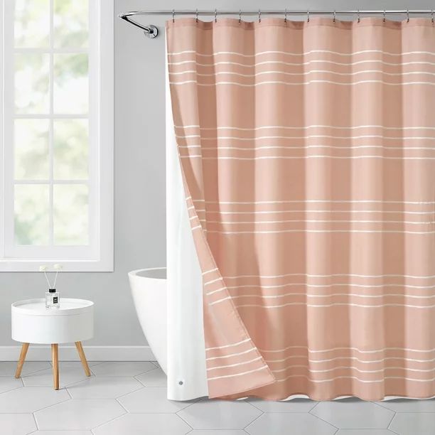 Better Homes & Gardens Pink 14 Piece Textured Stripe 72"x70" Shower Curtain Set - Walmart.com | Walmart (US)