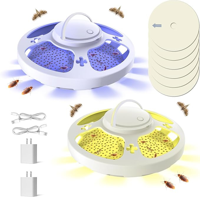 2 Packs Upgraded Flea Traps for Inside Your Home with 6 Sticky Pads, Flea Light Traps Kill Fleas ... | Amazon (US)