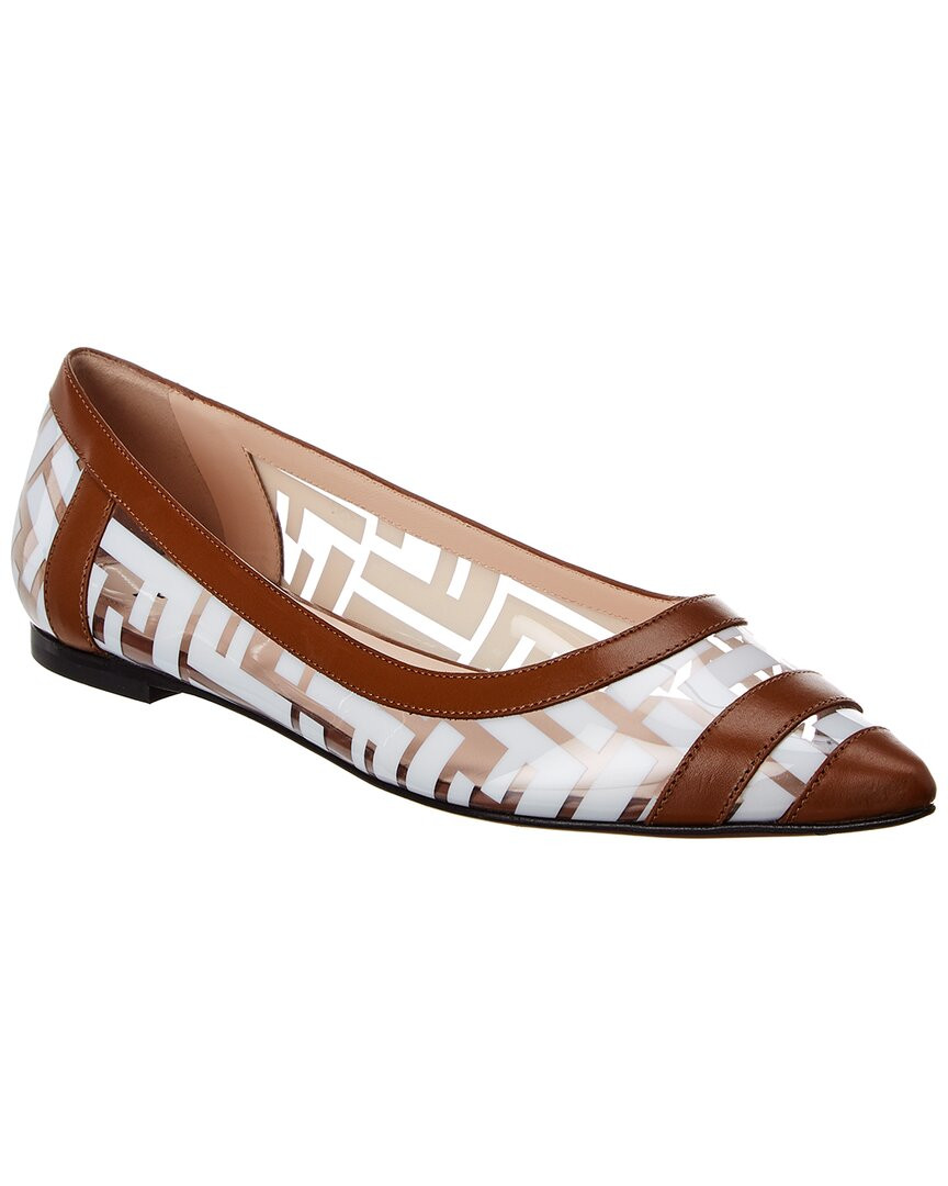 FENDI Logo Vinyl & Leather Flat | Ruelala