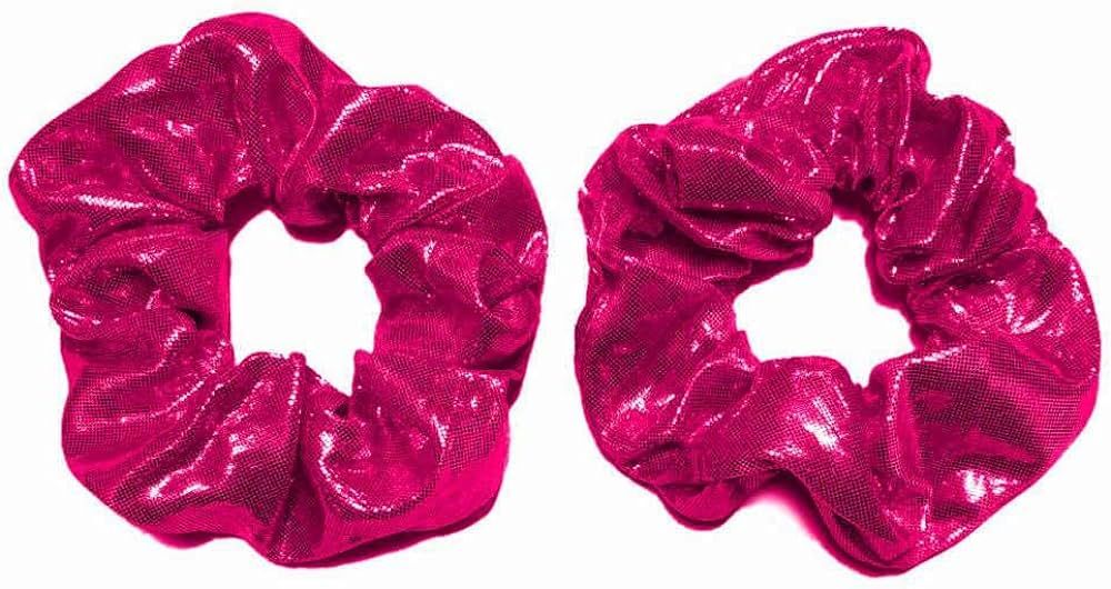 Shiny Metallic Scrunchie Set, Set of 2 Pink Lame Scrunchies (Metallic Pink) | Amazon (US)