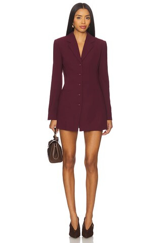 Amanda Uprichard Peralta Blazer Romper in Wine from Revolve.com | Revolve Clothing (Global)