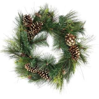 30" Mixed Pine with Pinecones & Gold Glitter Artificial Wreath | Michaels Stores