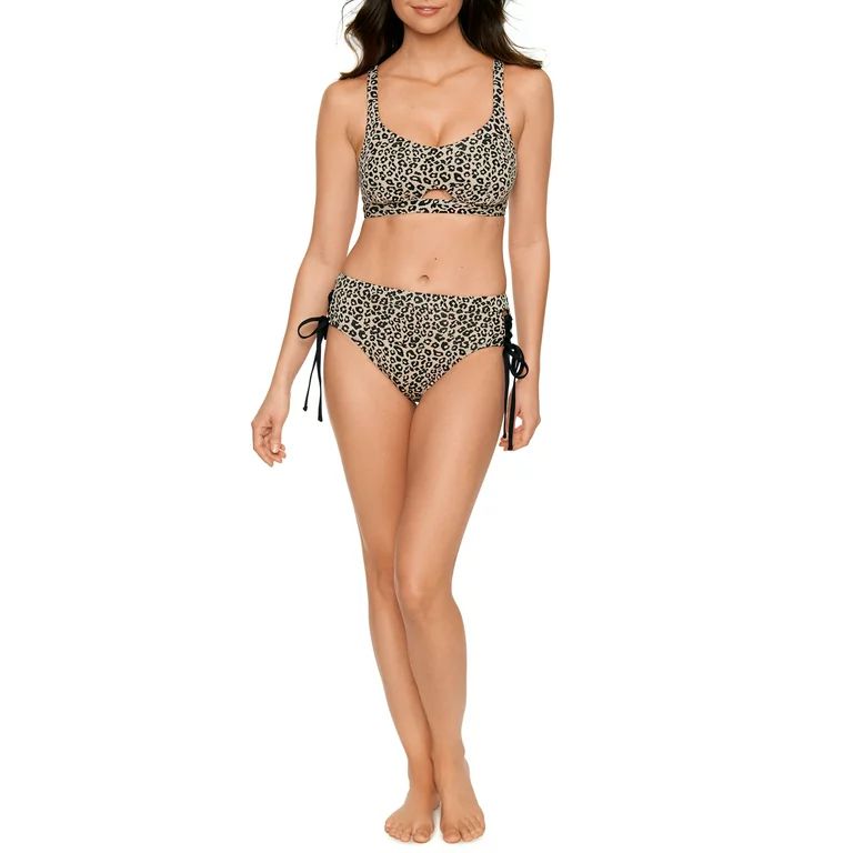 Time and Tru Women’s Animal Jacquard Side Tie Mid Rise Bottom Swimsuit - Walmart.com | Walmart (US)