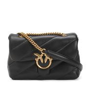 Leather Quilted Shoulder Bag With Gold Tone Chain Strap | TJ Maxx