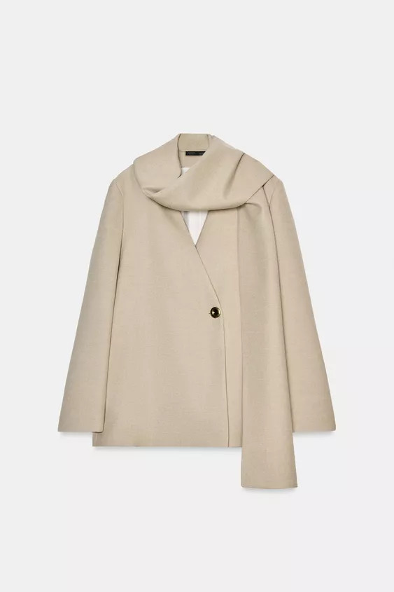 BLAZER WITH DRAPED NECK | Zara UK