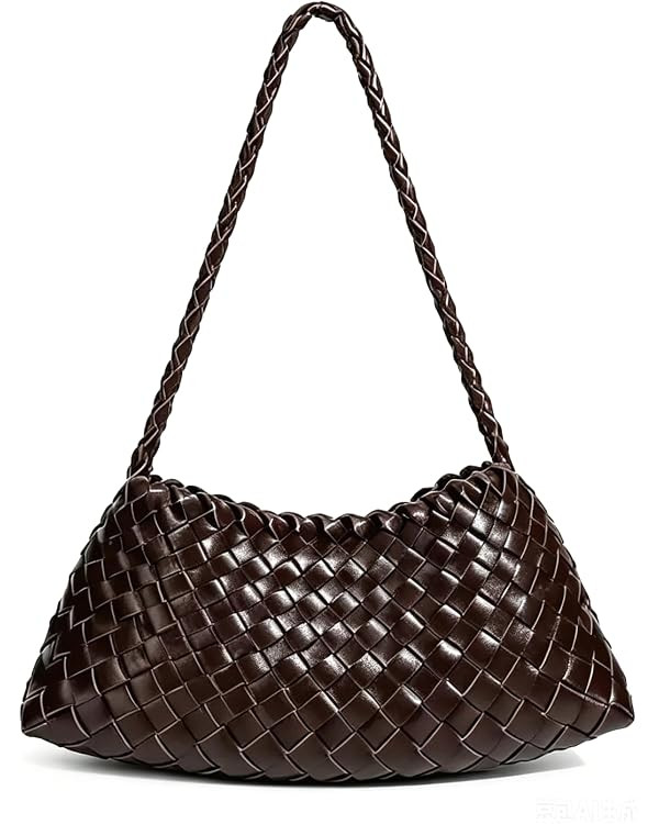 Woven Shoulder Bag for Women Fashion Woven Leather Purse Tote Handbag | Amazon (US)