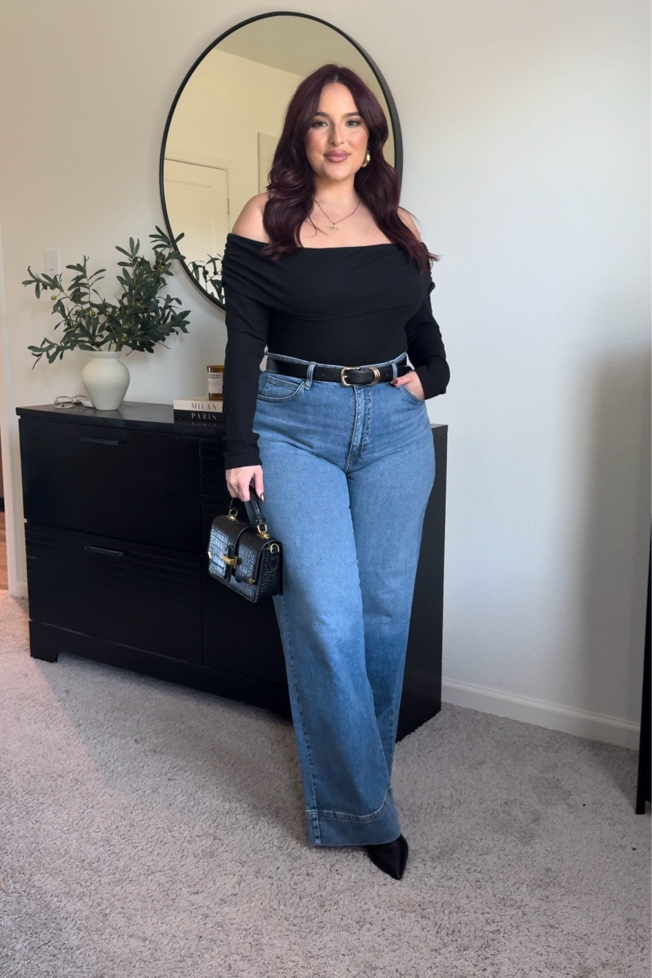 Pants: 16 long I’m 5’7 super stretchy perfect If your curvy. Top: XL | Boots not wide calf friendly | exact bra is no longer available so I linked a similar one 
#ltkfalloutfit #ltkfallfashion #ltkdenim 

#LTKmidsize