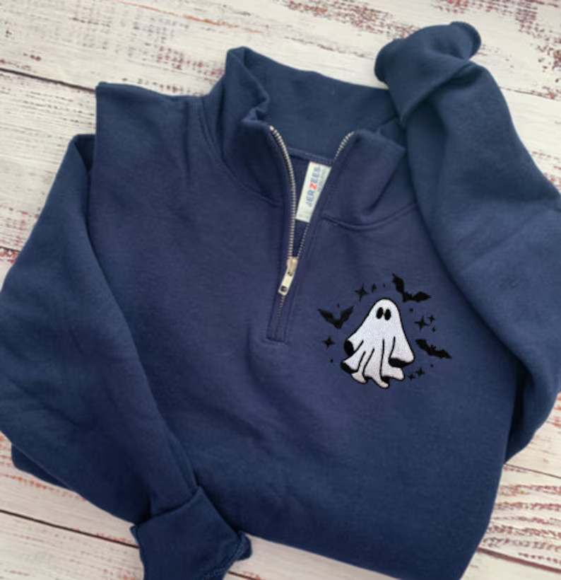 Halloween Sweatshirt-halloween Shirt-halloween Embroidered Sweatshirt-ghost-fall Sweatshirt-spook... | Etsy (US)