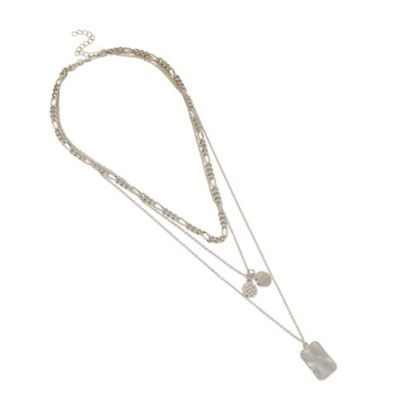 Sohi Women's The Dented Charm Multi-Layer Necklace - Silver | Macy's