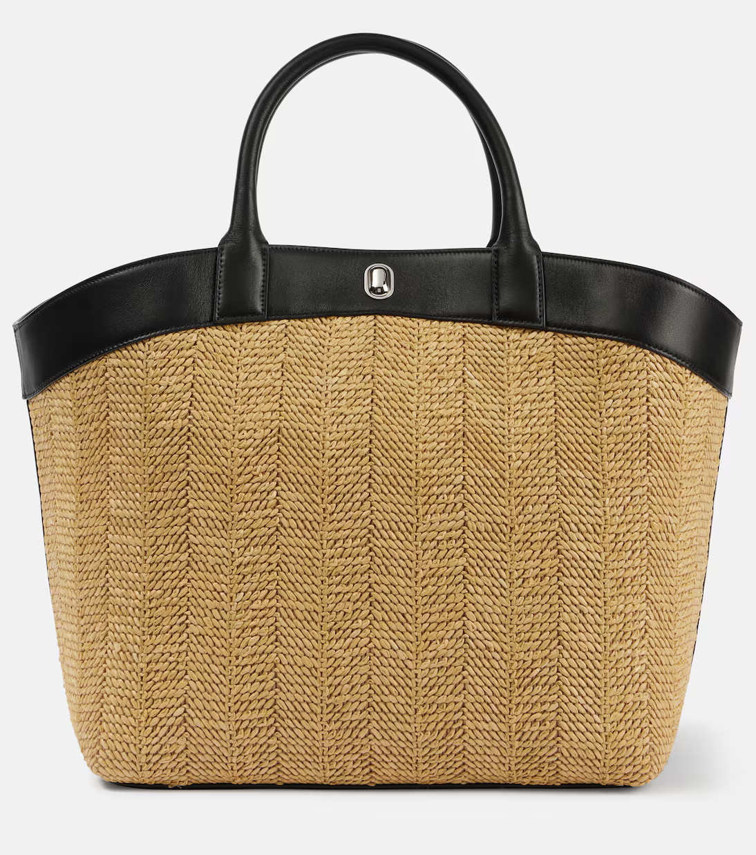 SavetteTondo Large leather-trimmed raffia tote bag $ 1,690incl. duties, excl. taxes and shipping ... | Mytheresa (US/CA)
