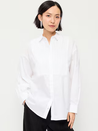 Oversized Button-Down Tuxedo Shirt | Old Navy (US)