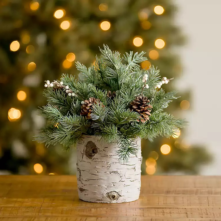 Christmas Pine Arrangement in Birch Vase | Kirklands