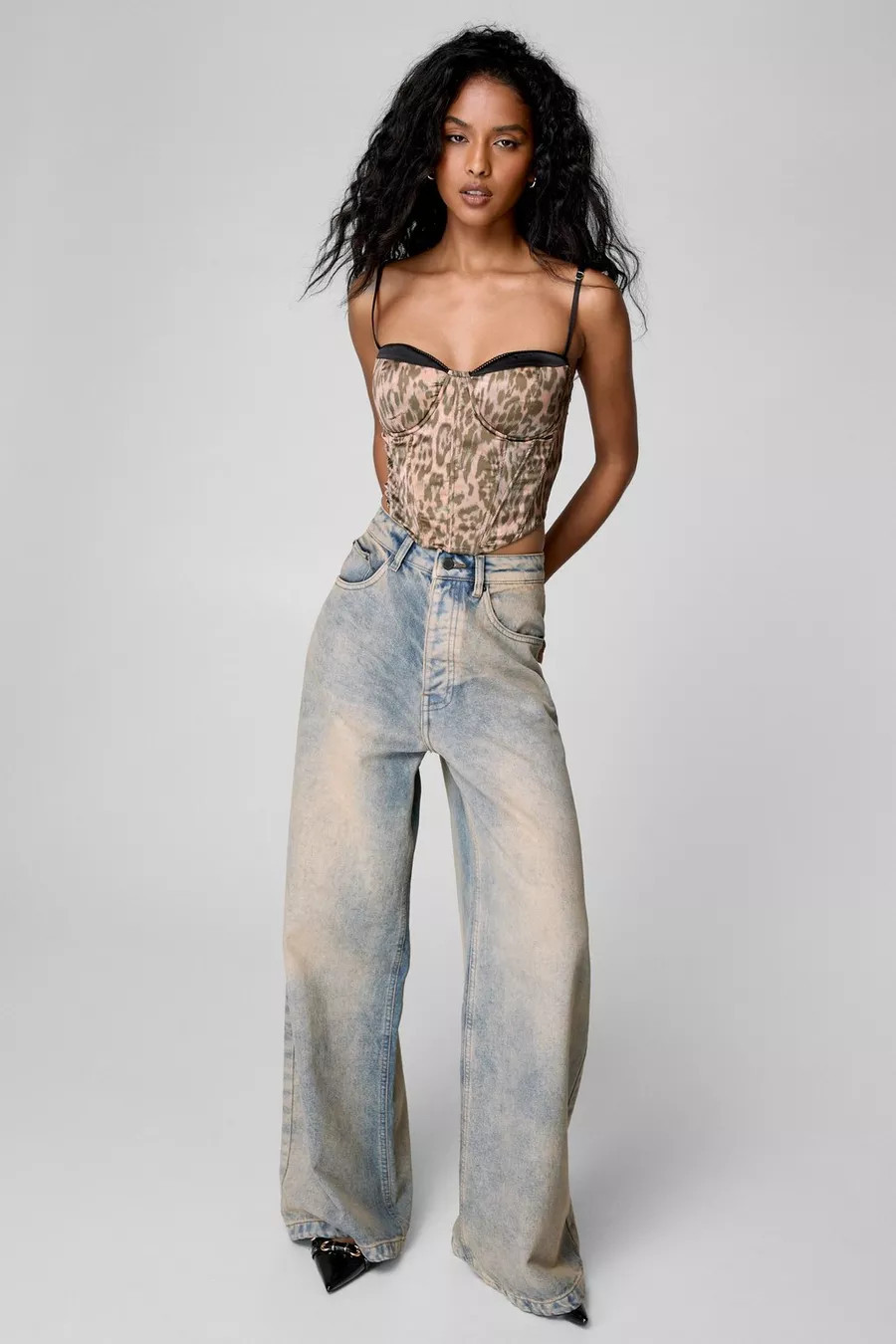 Leopard Print Satin Cupped Corset Top | Nasty Gal US