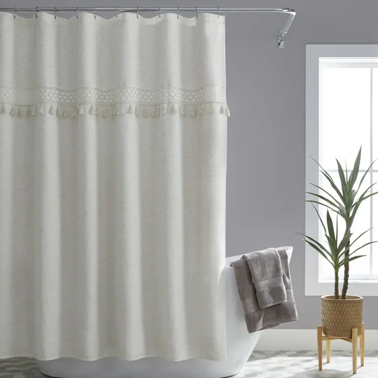 Better Homes and Gardens Crochet Shower Curtain Beige, Polyester - Walmart.com | Walmart (US)