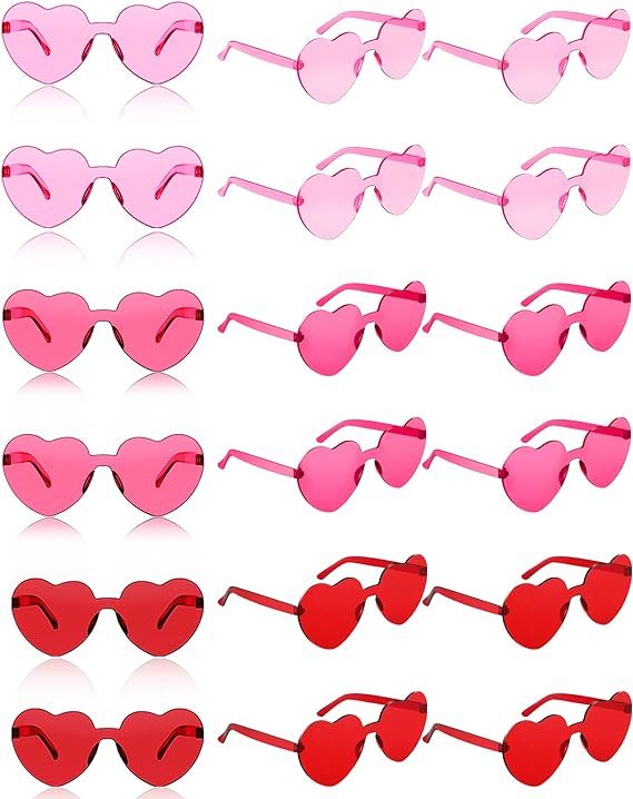 20 Pairs Heart Shaped Rimless Sunglasses Transparent Candy Color Frameless Glasses Trendy Eyewear... | Amazon (US)