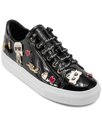 KARL LAGERFELD Women's Cate Pins Lace up Sneaker, Black/Black, 8 | Amazon (US)