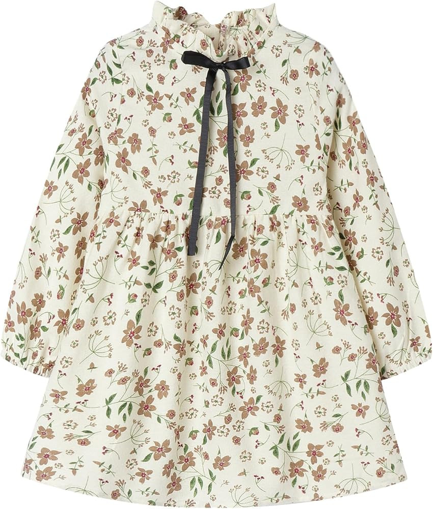 Mud Kingdom Fashion Little Girls Floral Dress Long Sleeve Ruffled Cute Spring Autumn | Amazon (US)