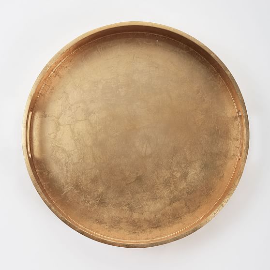 Wood + Lacquer Round Tray, 18"", Gold | West Elm (US)