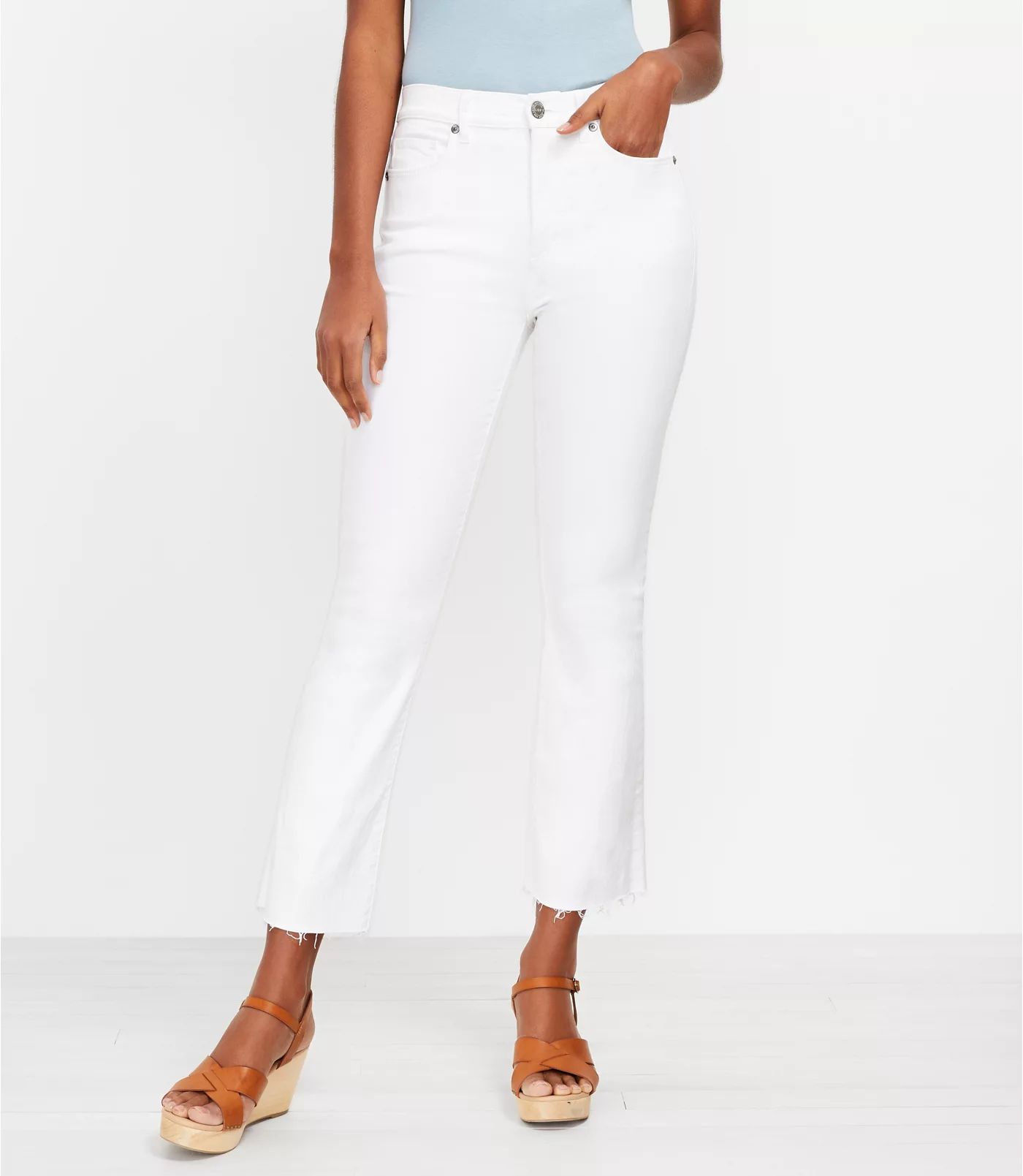 Fresh Cut High Rise Kick Crop Jeans in White | LOFT | LOFT