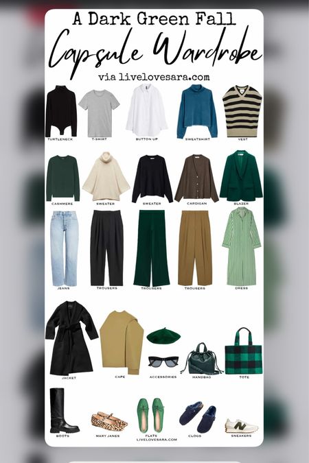 A Dark Green focused fall capsule wardrobe.
•
.  #FallLook  #StyleOver40  #minimalistFashion #fallCapsule #capsuleWardrobe  #FashionOver40 #fallWardrobe  #MumStyle #genX #genXStyle #genXInfluencer #styleGuide #WhoWhatWearing #Over40Style #40PlusStyle #Stylish40s  #HighStreetFashion #StyleIdeas

#LTKstyletip #LTKSeasonal