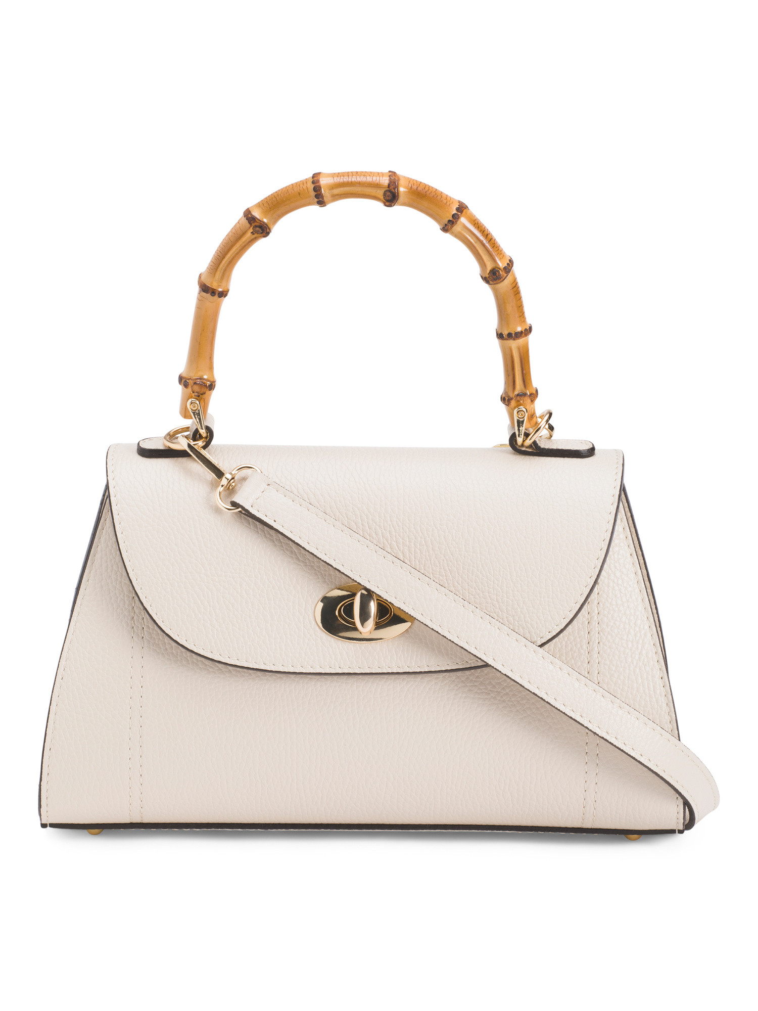 Made In Italy Leather Satchel With Turn Lock Closure | Marshalls