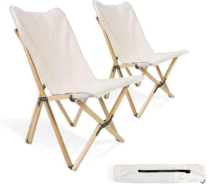 2 Pack Outdoor Folding Camping Chair, Beach Chair with Backpocket and Carry Bag, Portable Butterf... | Amazon (US)