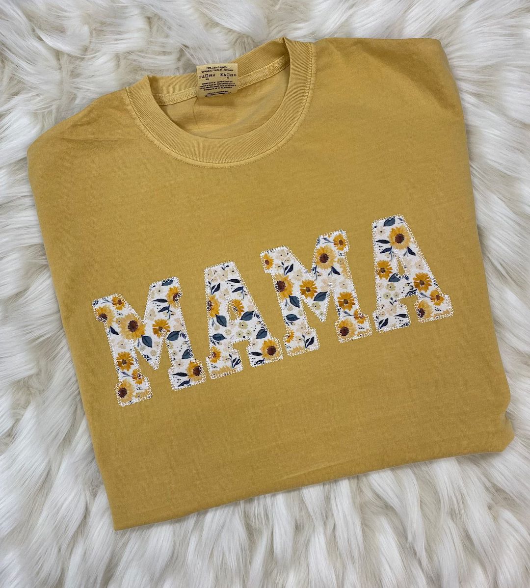 Comfort Colors Mama Embroidered Sunflower Applique Short Sleeve Shirt  | Simple Mama Top, Gift fo... | Etsy (US)