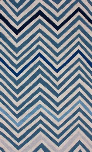 Contemporary 7 6" x 9 6" Blue Hand Hooked Area Rug | Amazon (US)