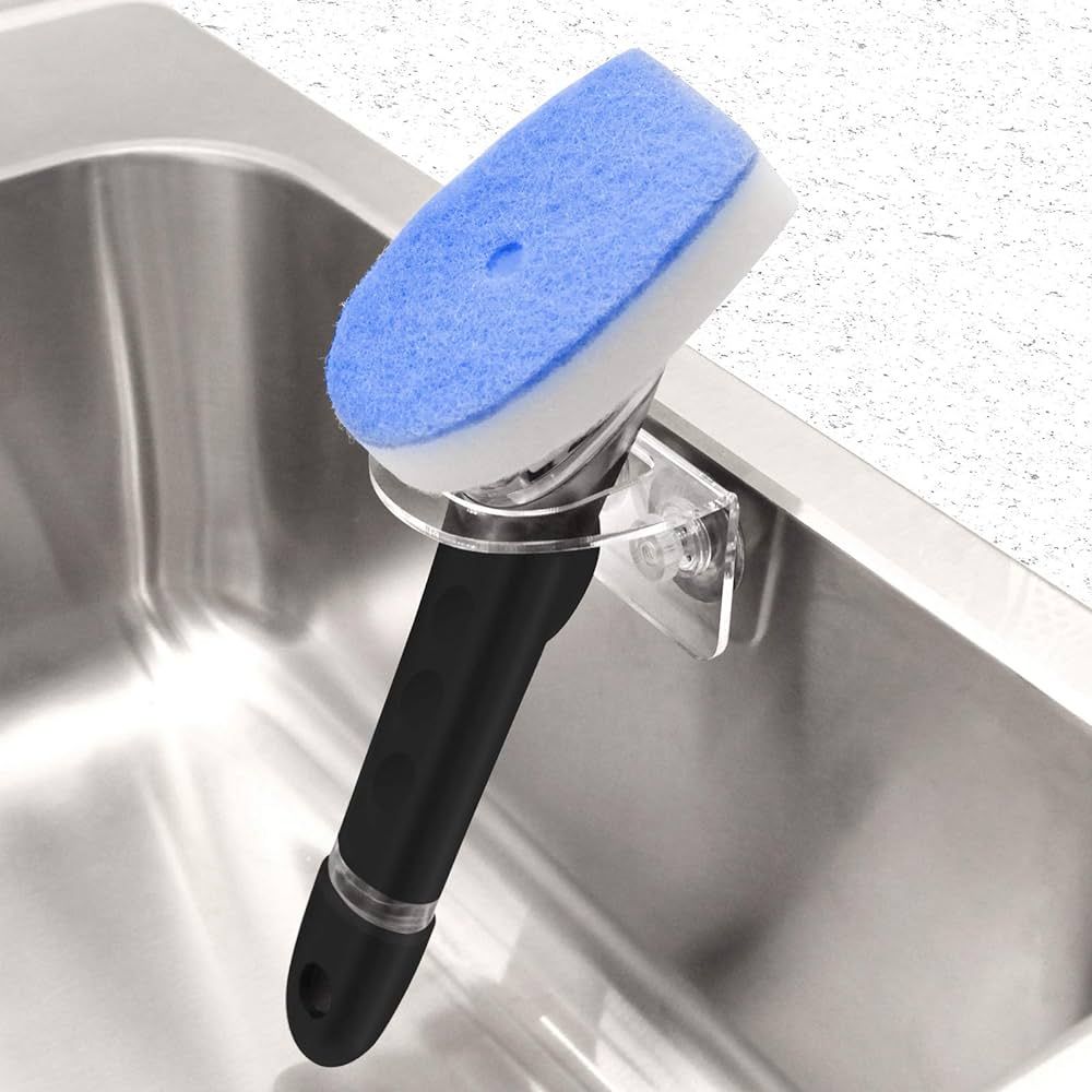 2 Pack Dish Brush Holder, Kitchen Clear Acrylic Sink Caddy Organizer, Vertical Scrub Brush Holder... | Amazon (US)
