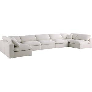 Maklaine Contemporary Cream Velvet Standard Modular Sectional Sofa | Homesquare