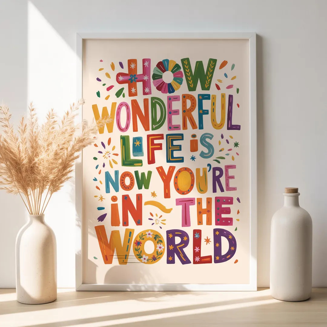 You’re in the World Print Poster, Flower Illustration Print, Nursery Art, Cute Typography Poste... | Etsy (US)