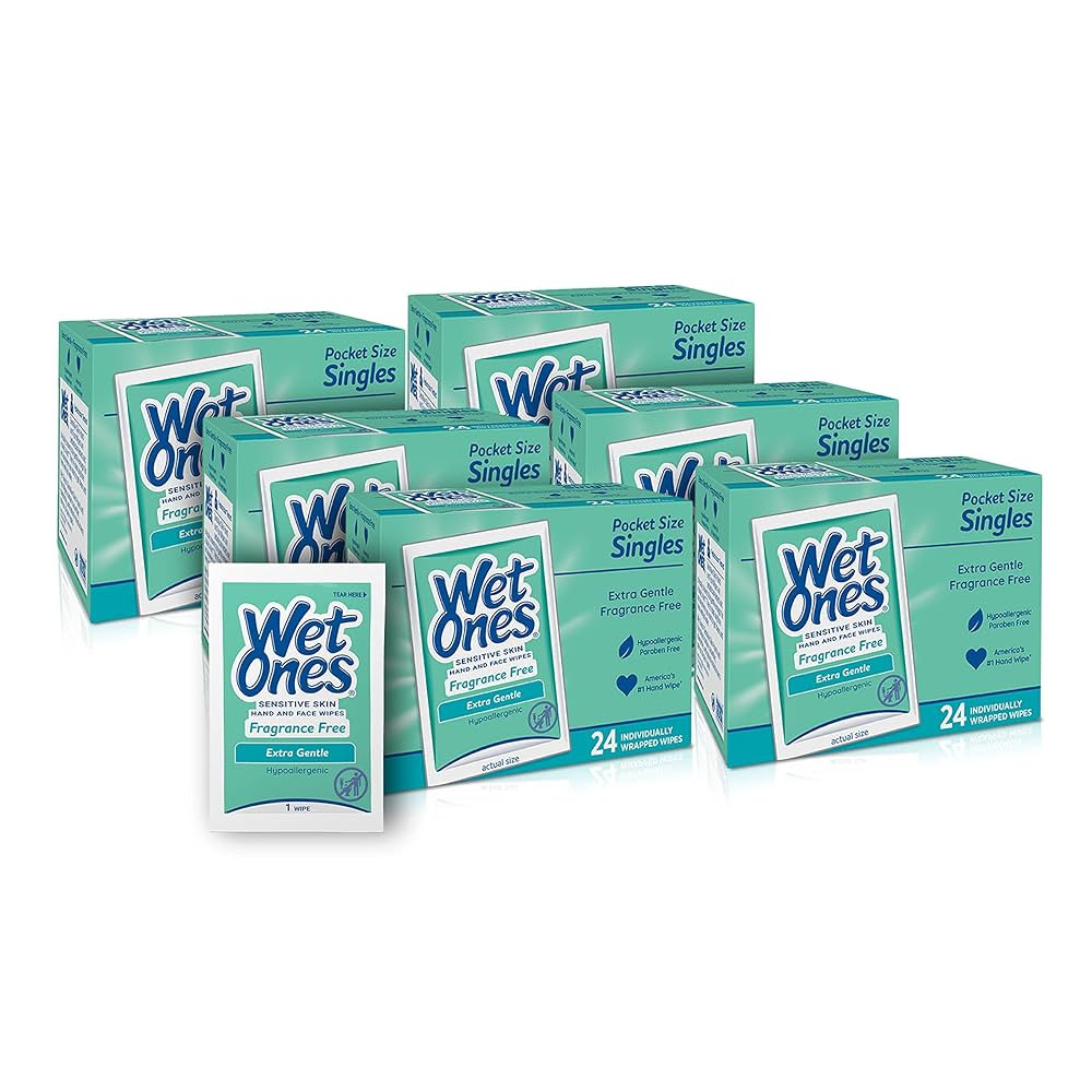 Wet Ones Hand and Face Wipes Singles, Unscented Wipes for Sensitive Skin | Individual Wipes, Ha... | Amazon (US)