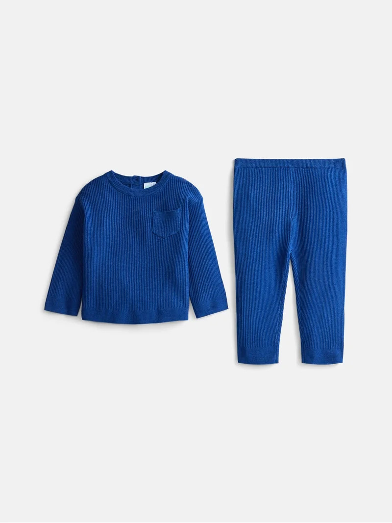 Wonder Nation Baby Boys Sweater Knit Top and Pants Set, 2 Piece, Sizes 0-3M-24M | Walmart (US)