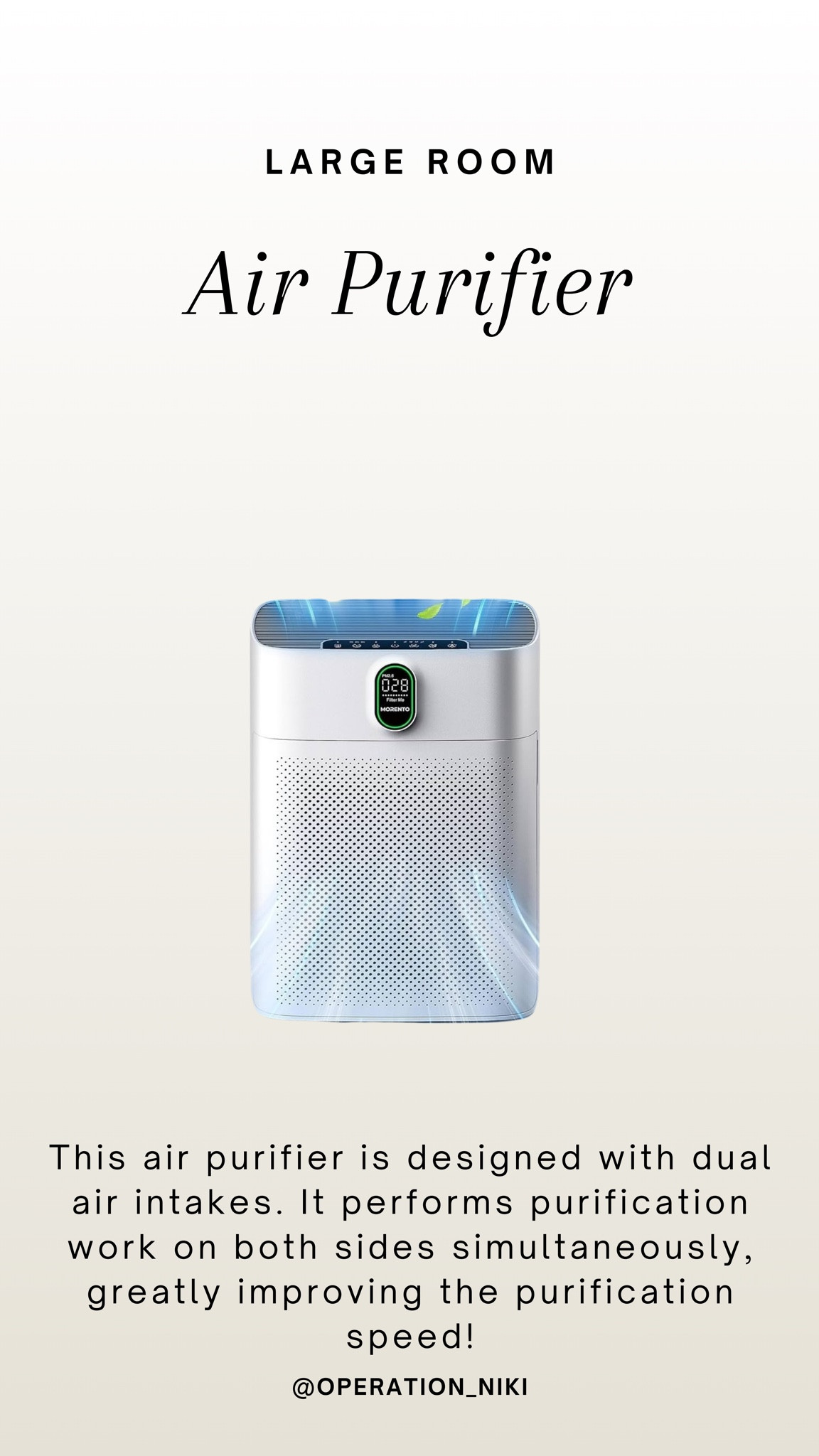 This air purifier is designed with dual air intakes. It performs purification work on both sides simultaneously, greatly improving the purification speed!

Follow for more @OPERATION_NIKI on IG, TikTok, & Facebook

sahm, home essentials, mom hacks, organized home, mom must haves, cleaning tips, organization, bedroom clean, cleaning, organization, cleaning tools, mattress vacuum, house odors, house spray, christmas gifts, fall outfit inspo, holidays

#LTKHome #LTKFindsUnder50 #LTKFindsUnder100