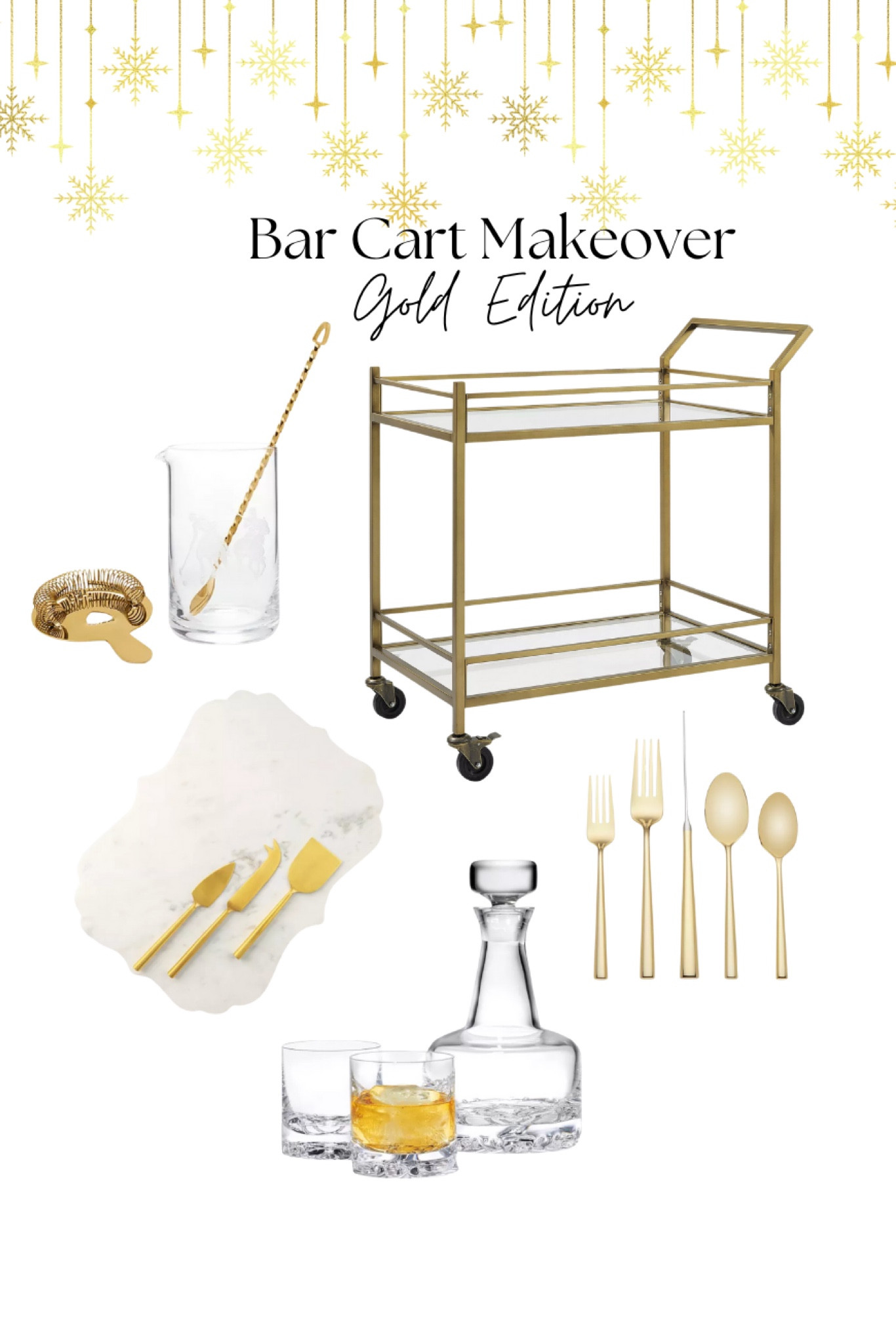 Transform your space with a luxurious gold bar cart makeover available at the LTK shop. Elevate your entertaining with style and sophistication, turning your home into a chic haven for festive gatherings. Explore our curated collection and redefine your hosting experience with this glamorous upgrade. Cheers to elegance and timeless flair!

#LTKhome #LTKGiftGuide #LTKstyletip