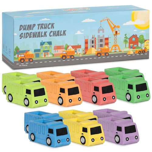 Amazon.com: Dump Truck Sidewalk Chalk for Kids (14 Pack) – Construction Truck Chalk for Toddler... | Amazon (US)