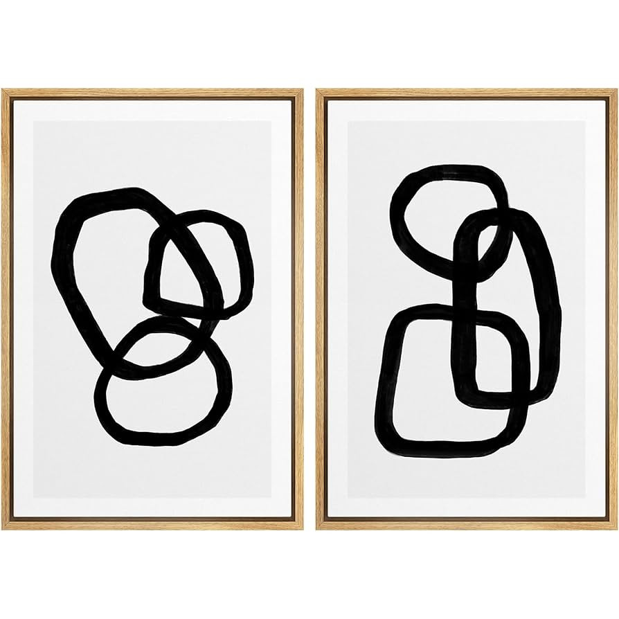 SIGNWIN Framed Canvas Print Wall Art Set Mid-Century Geometric Ring Collage Abstract Shapes Illus... | Amazon (US)