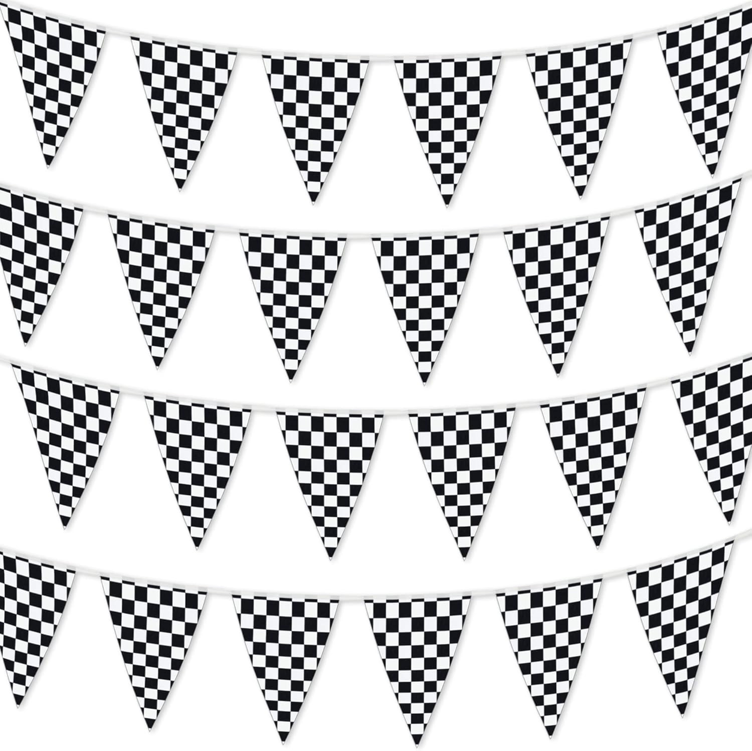 Checkered Flags Black and White 100’ FT Pennant Racing Banner | NASCAR Theme Party Decoration P... | Amazon (US)